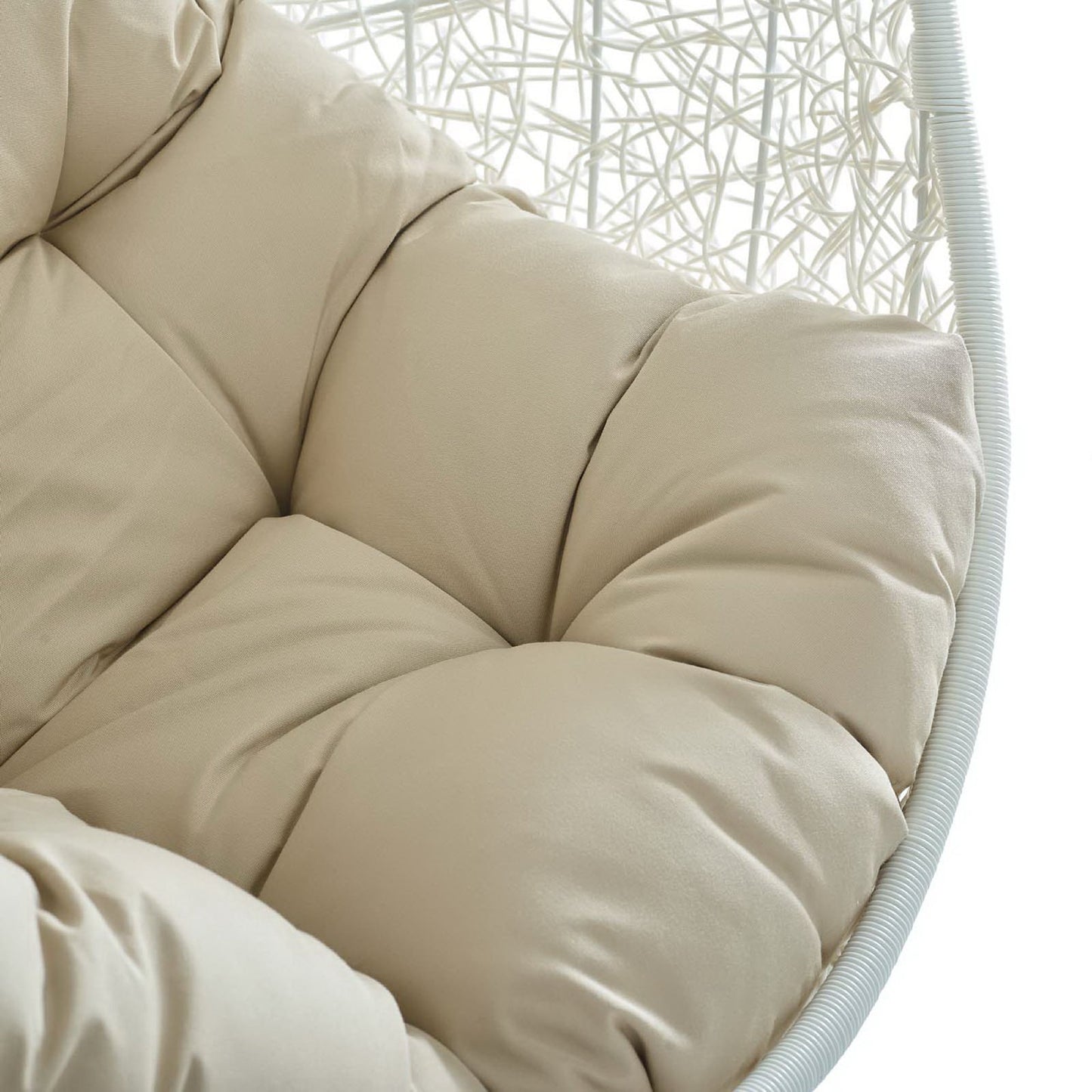Hide Outdoor Patio Sunbrella Swing Chair With Stand in White Beige by Modway (3929)