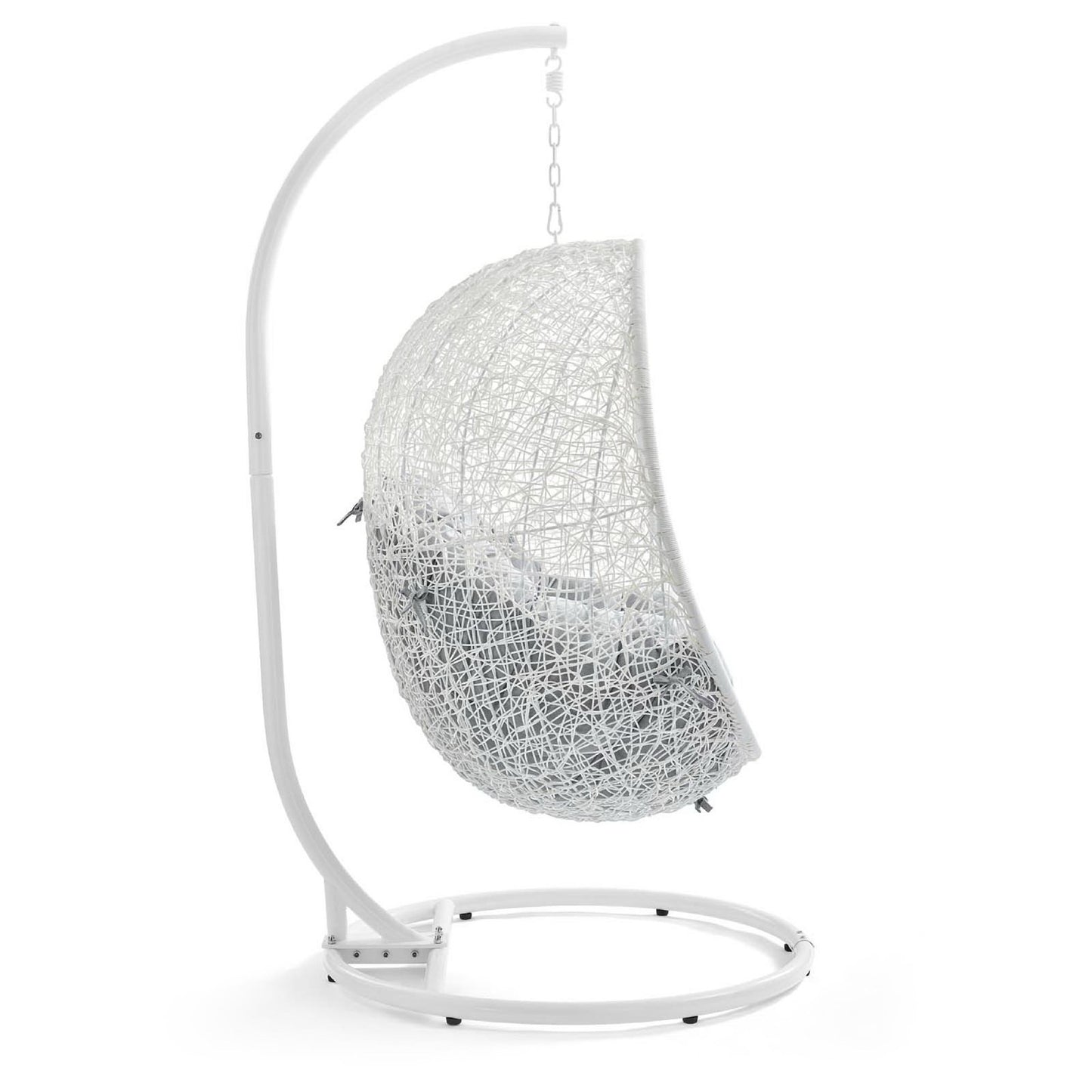 Hide Outdoor Patio Sunbrella Swing Chair With Stand in White Gray by Modway (3929)