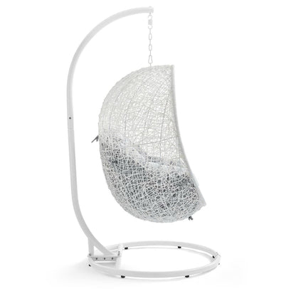 Hide Outdoor Patio Sunbrella Swing Chair With Stand in White Gray by Modway (3929)