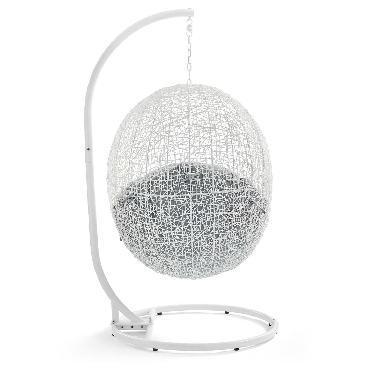 Hide Outdoor Patio Sunbrella Swing Chair With Stand in White Gray by Modway (3929)