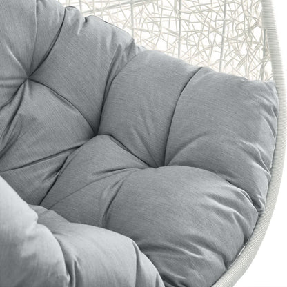 Hide Outdoor Patio Sunbrella Swing Chair With Stand in White Gray by Modway (3929)