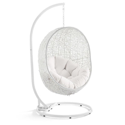 Hide Outdoor Patio Sunbrella Swing Chair With Stand in White by Modway (3929)