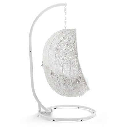 Hide Outdoor Patio Sunbrella Swing Chair With Stand in White by Modway (3929)
