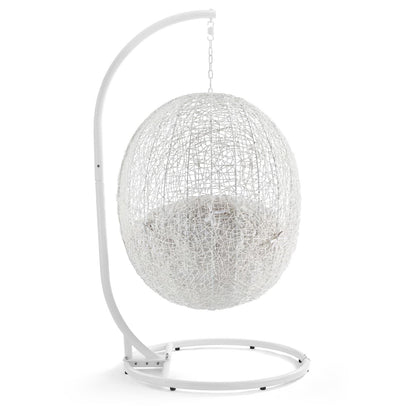 Hide Outdoor Patio Sunbrella Swing Chair With Stand in White by Modway (3929)