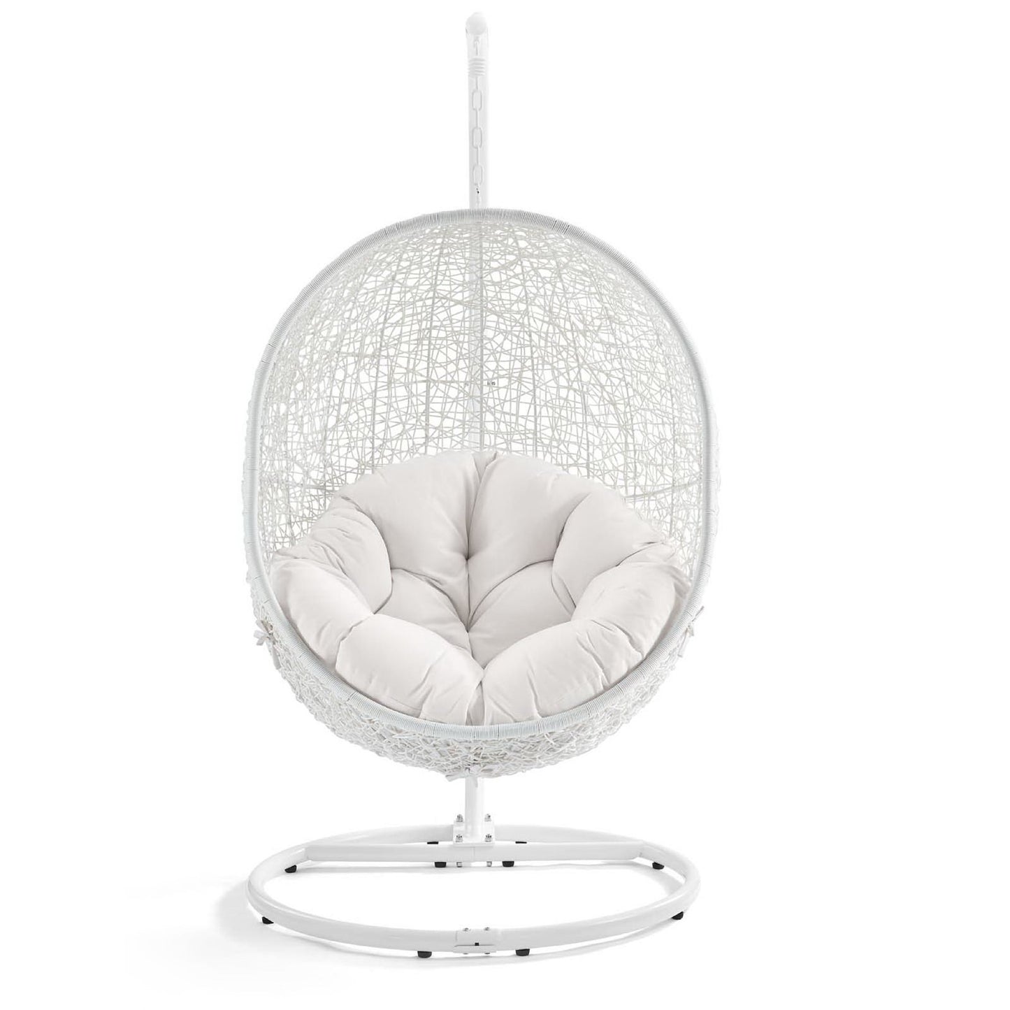 Hide Outdoor Patio Sunbrella Swing Chair With Stand in White by Modway (3929)