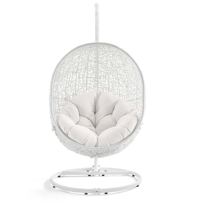 Hide Outdoor Patio Sunbrella Swing Chair With Stand in White by Modway (3929)