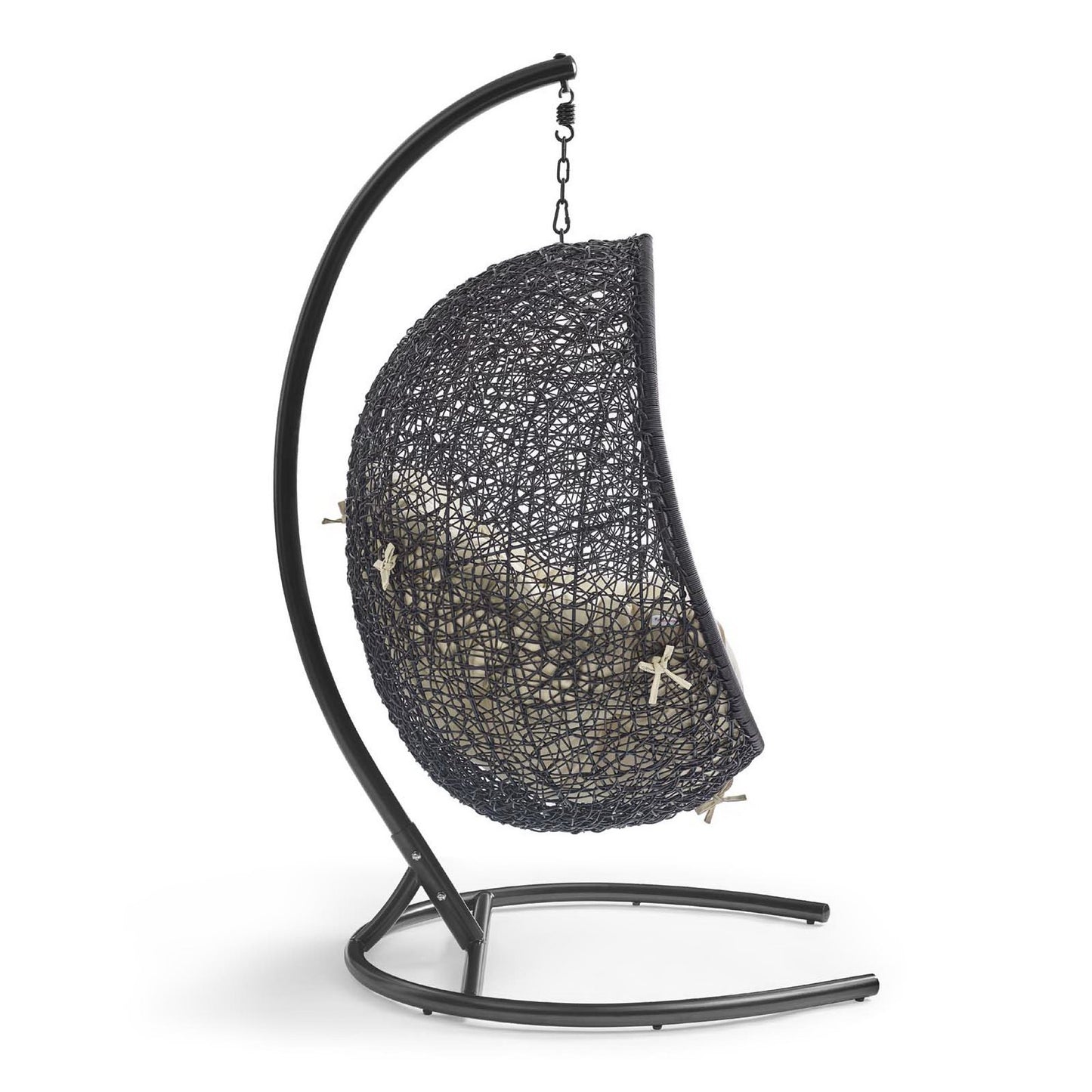 Encase Sunbrella Swing Outdoor Patio Lounge Chair in Black Beige by Modway (3943)