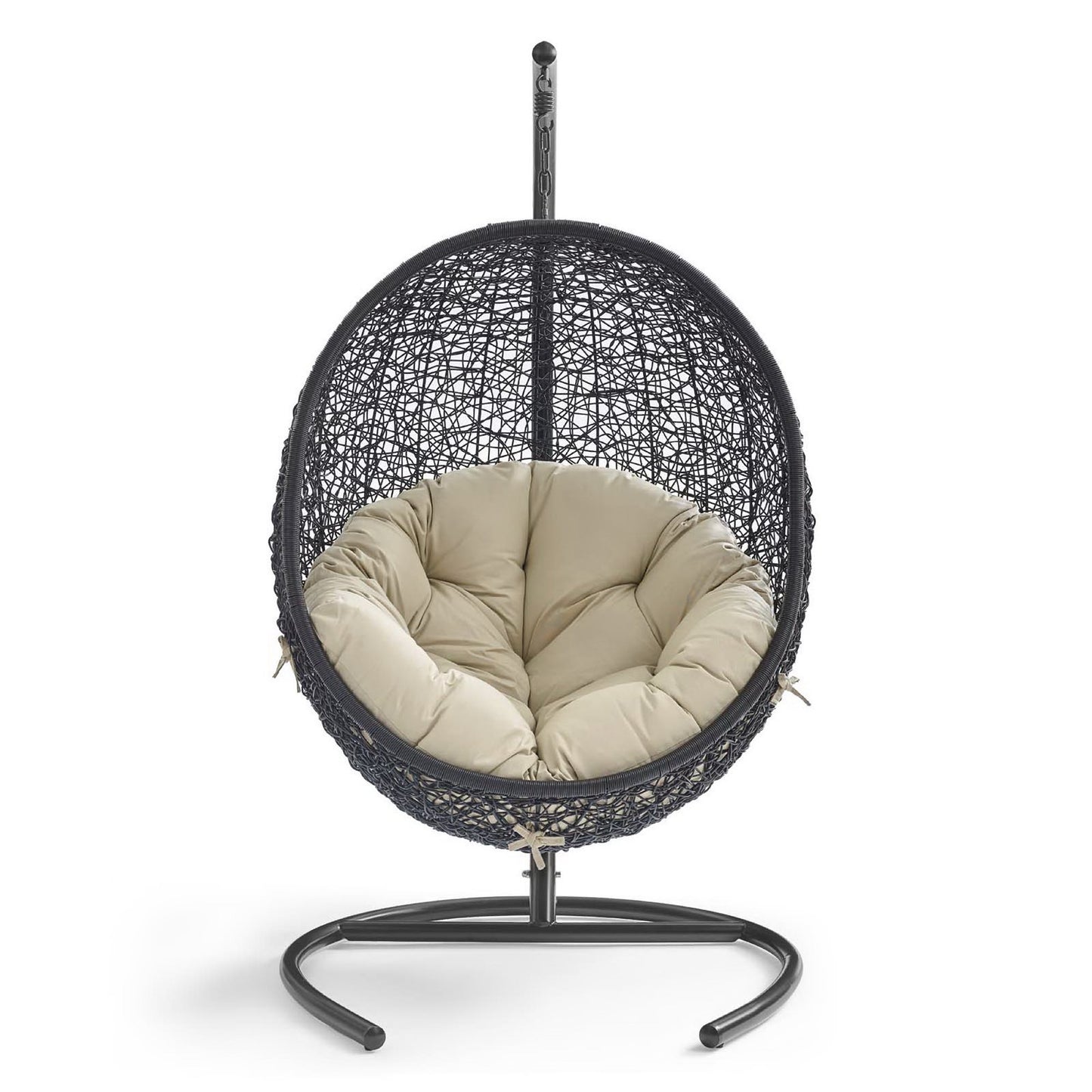Encase Sunbrella Swing Outdoor Patio Lounge Chair in Black Beige by Modway (3943)