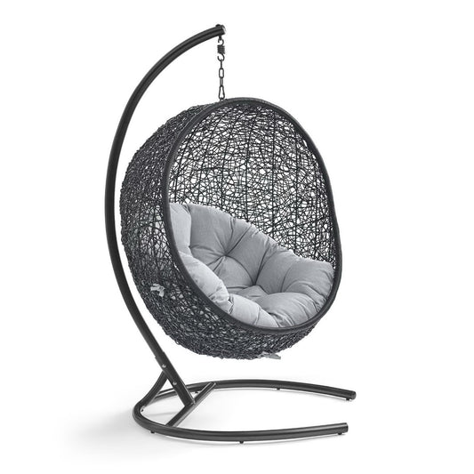 Encase Sunbrella Swing Outdoor Patio Lounge Chair in Black Gray by Modway (3943)