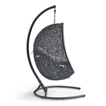 Encase Sunbrella Swing Outdoor Patio Lounge Chair in Black Gray by Modway (3943)