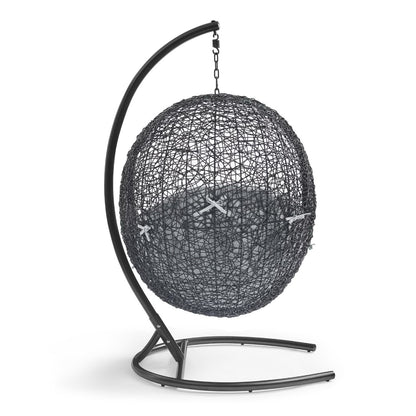 Encase Sunbrella Swing Outdoor Patio Lounge Chair in Black Gray by Modway (3943)