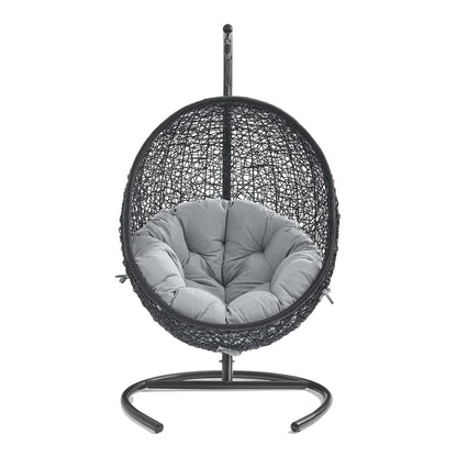 Encase Sunbrella Swing Outdoor Patio Lounge Chair in Black Gray by Modway (3943)