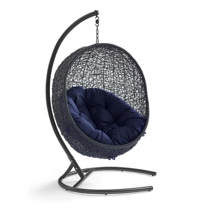 Encase Sunbrella Swing Outdoor Patio Lounge Chair in Black Navy by Modway (3943)