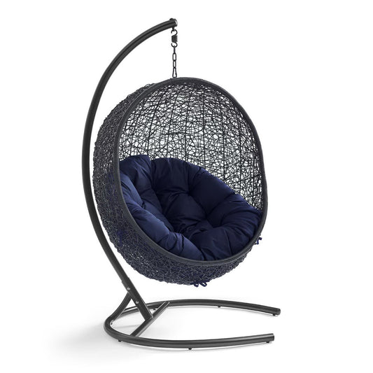 Encase Sunbrella Swing Outdoor Patio Lounge Chair in Black Navy by Modway (3943)