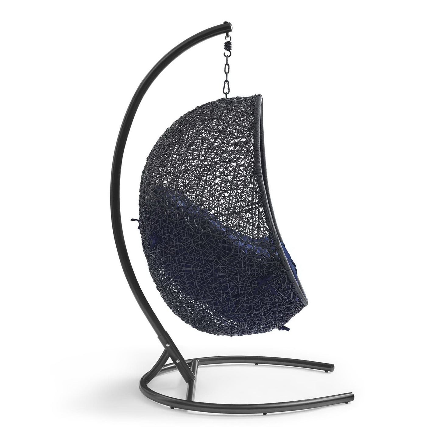 Encase Sunbrella Swing Outdoor Patio Lounge Chair in Black Navy by Modway (3943)