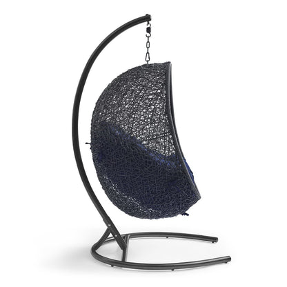 Encase Sunbrella Swing Outdoor Patio Lounge Chair in Black Navy by Modway (3943)