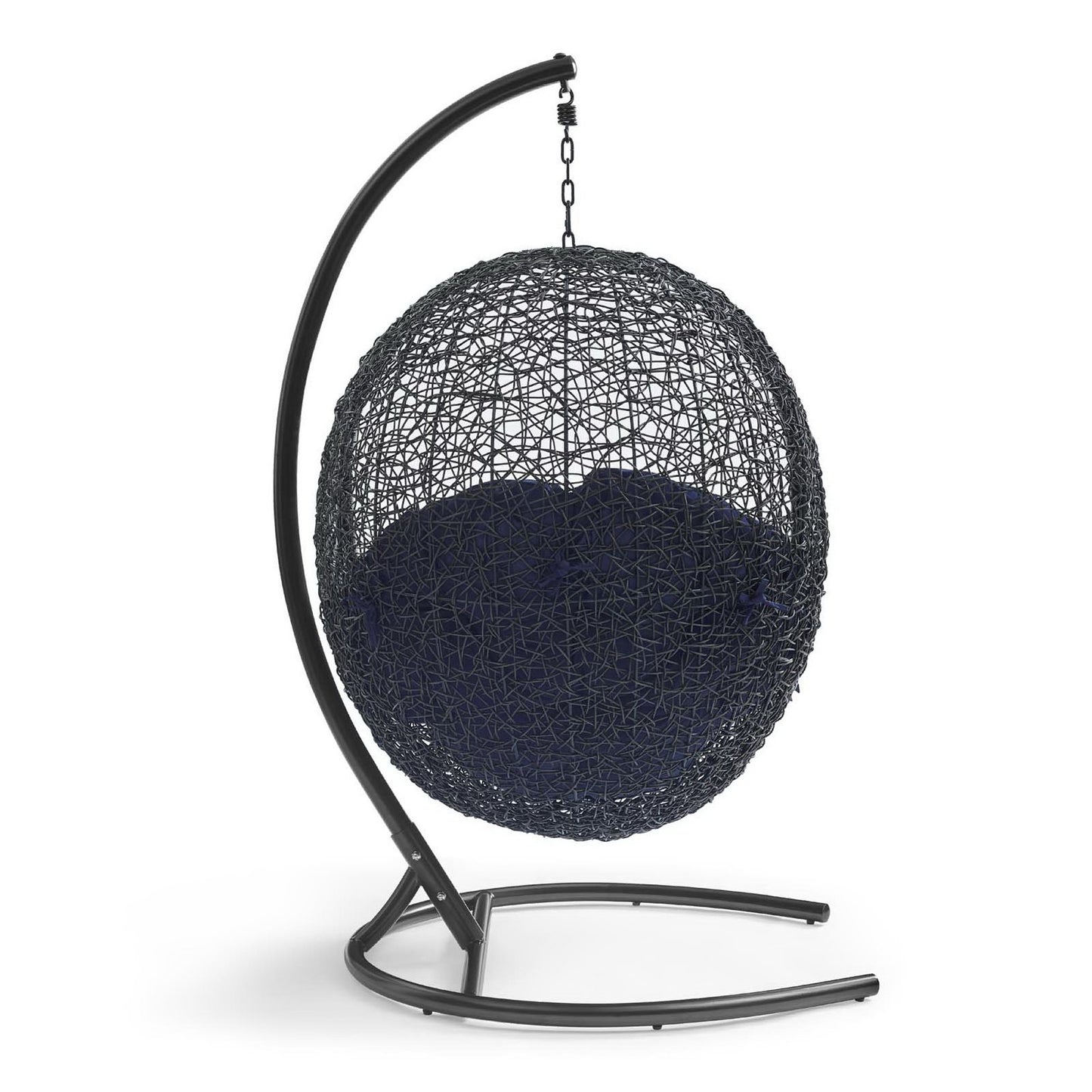 Encase Sunbrella Swing Outdoor Patio Lounge Chair in Black Navy by Modway (3943)
