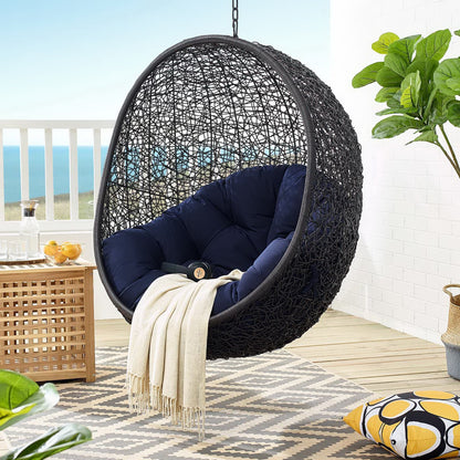 Encase Sunbrella Swing Outdoor Patio Lounge Chair in Black Navy by Modway (3943)