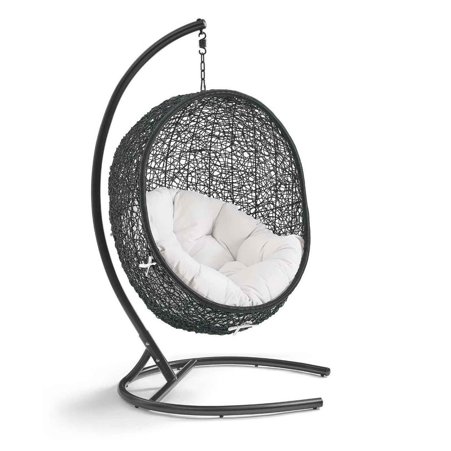 Encase Sunbrella Swing Outdoor Patio Lounge Chair in Black White by Modway (3943)
