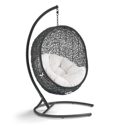 Encase Sunbrella Swing Outdoor Patio Lounge Chair in Black White by Modway (3943)