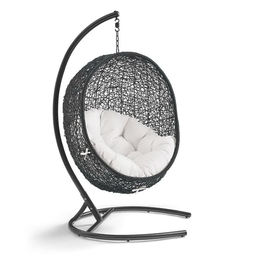 Encase Sunbrella Swing Outdoor Patio Lounge Chair in Black White by Modway (3943)