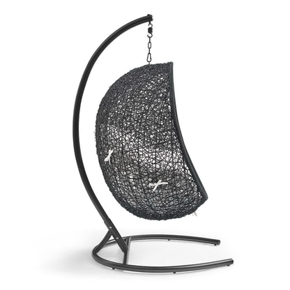 Encase Sunbrella Swing Outdoor Patio Lounge Chair in Black White by Modway (3943)