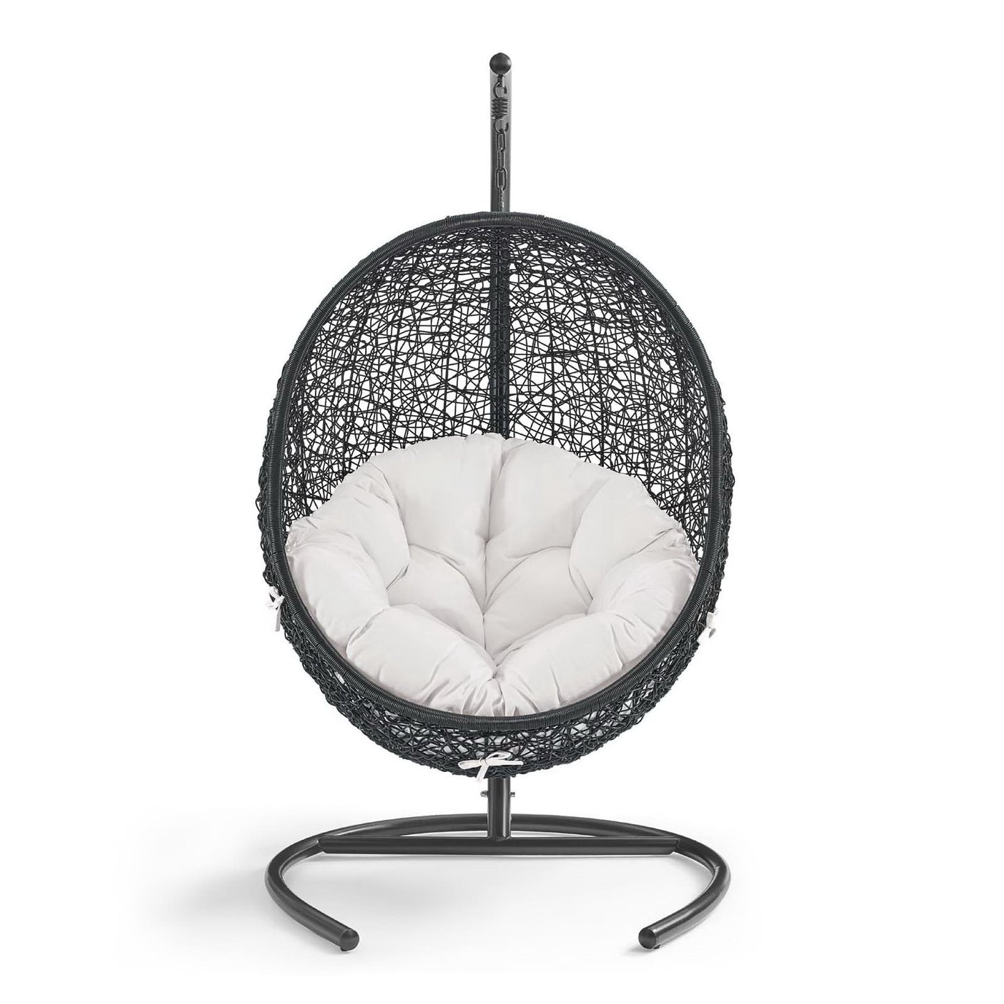 Encase Sunbrella Swing Outdoor Patio Lounge Chair in Black White by Modway (3943)