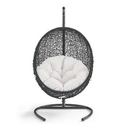 Encase Sunbrella Swing Outdoor Patio Lounge Chair in Black White by Modway (3943)