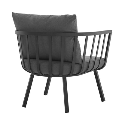 Riverside Outdoor Patio Aluminum Armchair Set of 2 in Gray Charcoal by Modway (3960)