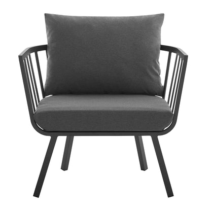 Riverside Outdoor Patio Aluminum Armchair Set of 2 in Gray Charcoal by Modway (3960)
