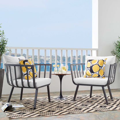Riverside Outdoor Patio Aluminum Armchair Set of 2 in Gray White by Modway (3960)