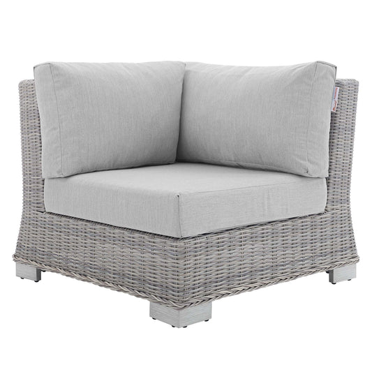 Conway Sunbrella Outdoor Patio Wicker Rattan Corner Chair in Light Gray Gray by Modway (3970)