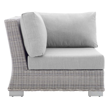Conway Sunbrella Outdoor Patio Wicker Rattan Corner Chair in Light Gray Gray by Modway (3970)