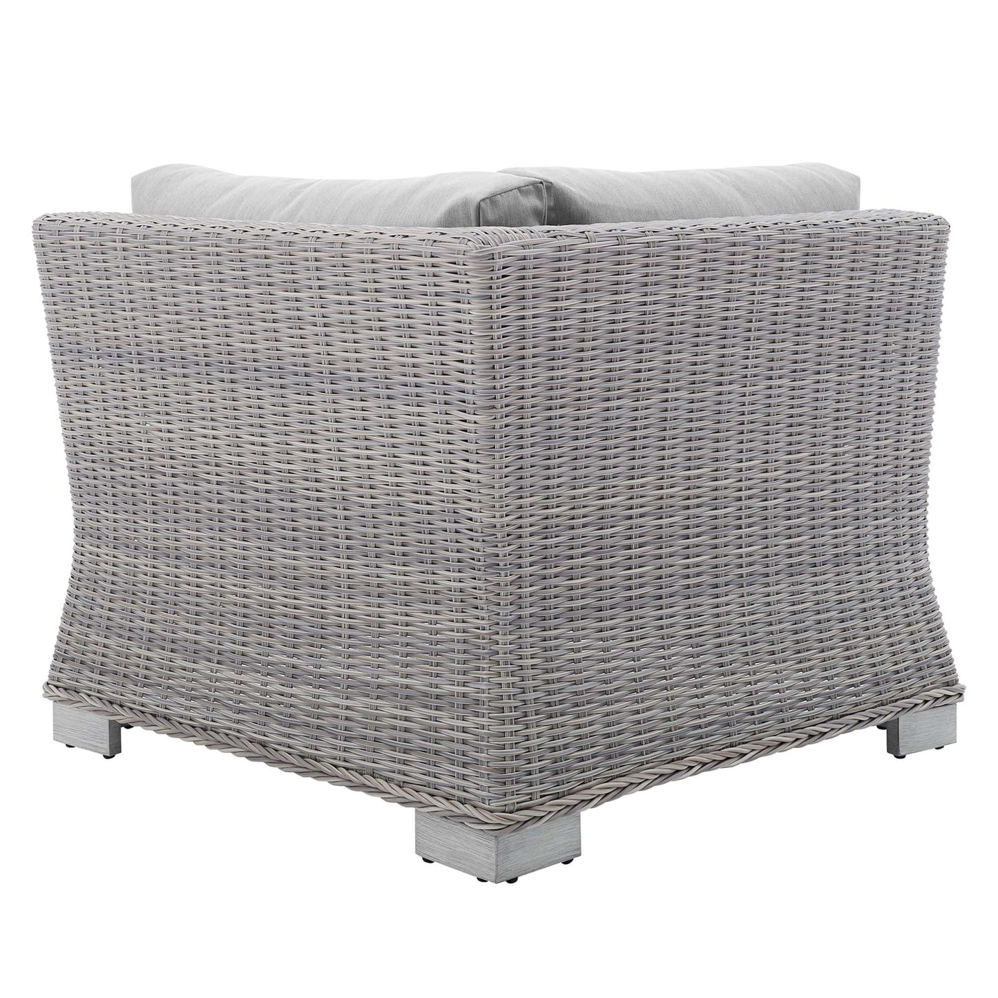 Conway Sunbrella Outdoor Patio Wicker Rattan Corner Chair in Light Gray Gray by Modway (3970)