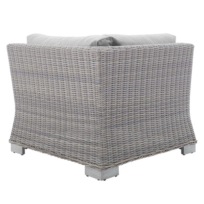 Conway Sunbrella Outdoor Patio Wicker Rattan Corner Chair in Light Gray Gray by Modway (3970)