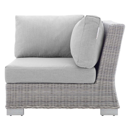Conway Sunbrella Outdoor Patio Wicker Rattan Corner Chair in Light Gray Gray by Modway (3970)