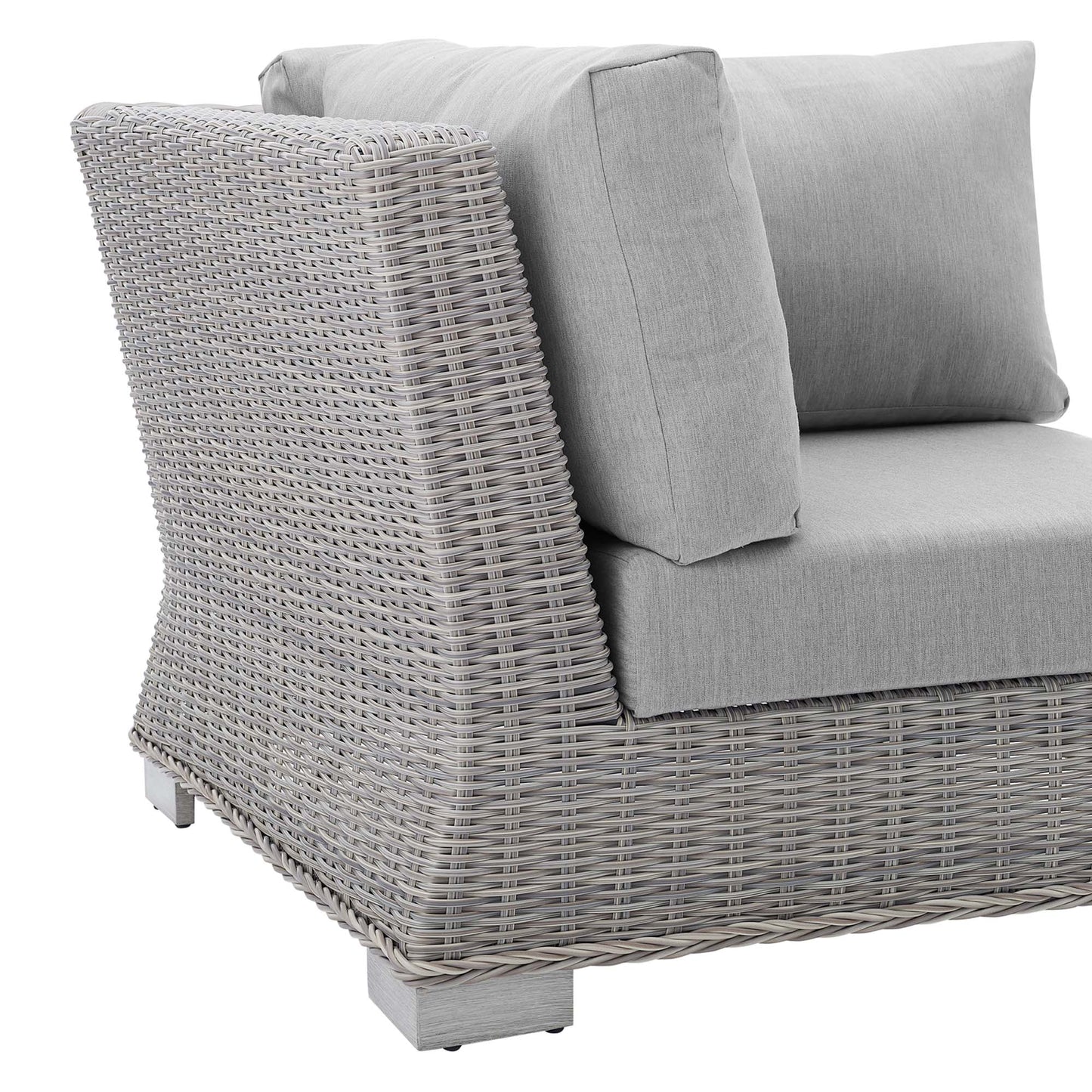 Conway Sunbrella Outdoor Patio Wicker Rattan Corner Chair in Light Gray Gray by Modway (3970)