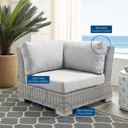 Conway Sunbrella Outdoor Patio Wicker Rattan Corner Chair in Light Gray Gray by Modway (3970)