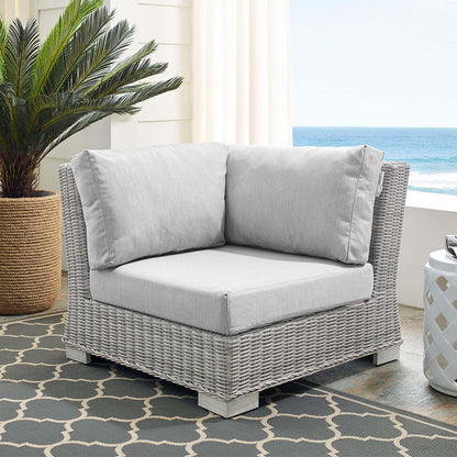 Conway Sunbrella Outdoor Patio Wicker Rattan Corner Chair in Light Gray Gray by Modway (3970)