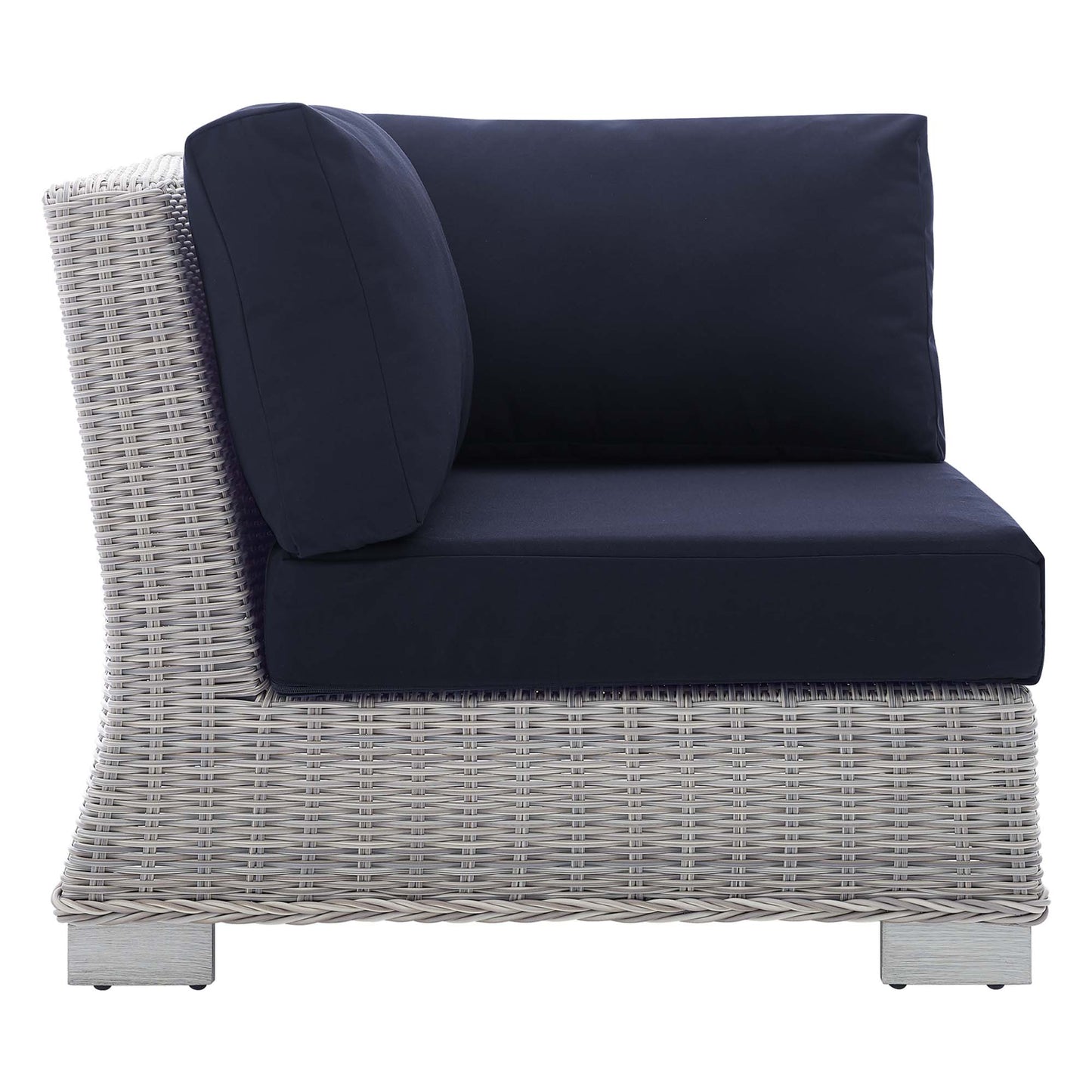 Conway Sunbrella Outdoor Patio Wicker Rattan Corner Chair in Light Gray Navy by Modway (3970)