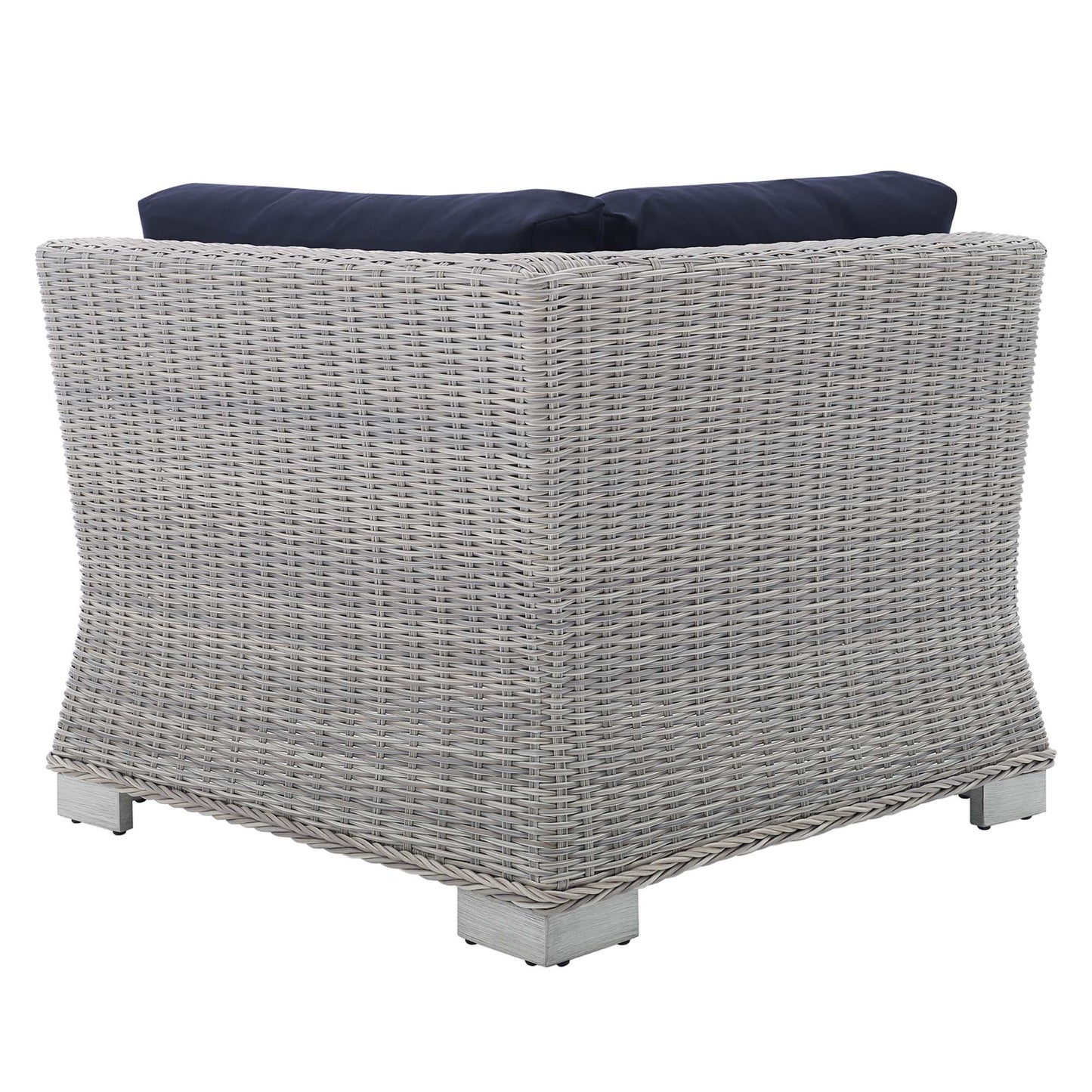 Conway Sunbrella Outdoor Patio Wicker Rattan Corner Chair in Light Gray Navy by Modway (3970)