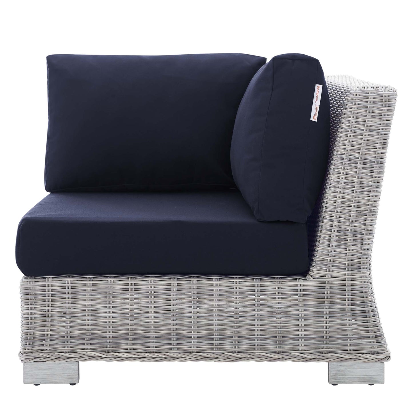 Conway Sunbrella Outdoor Patio Wicker Rattan Corner Chair in Light Gray Navy by Modway (3970)