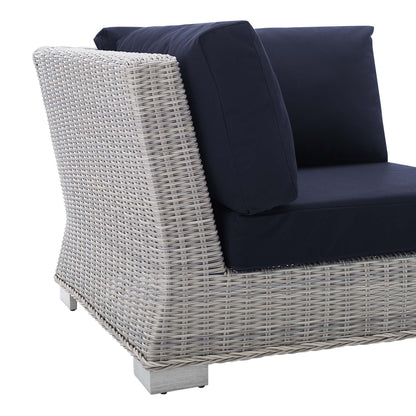 Conway Sunbrella Outdoor Patio Wicker Rattan Corner Chair in Light Gray Navy by Modway (3970)