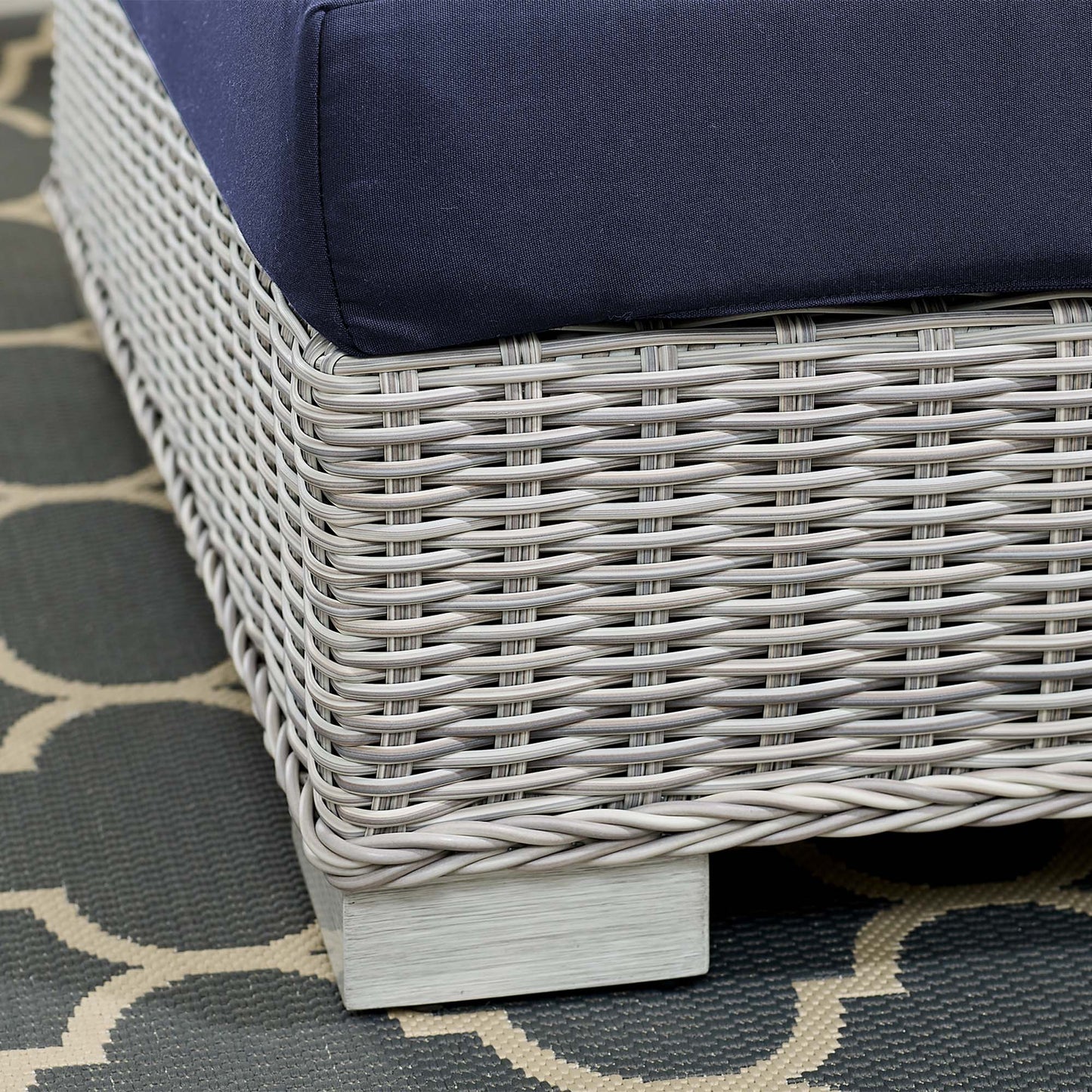Conway Sunbrella Outdoor Patio Wicker Rattan Corner Chair in Light Gray Navy by Modway (3970)