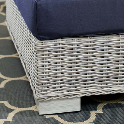 Conway Sunbrella Outdoor Patio Wicker Rattan Corner Chair in Light Gray Navy by Modway (3970)