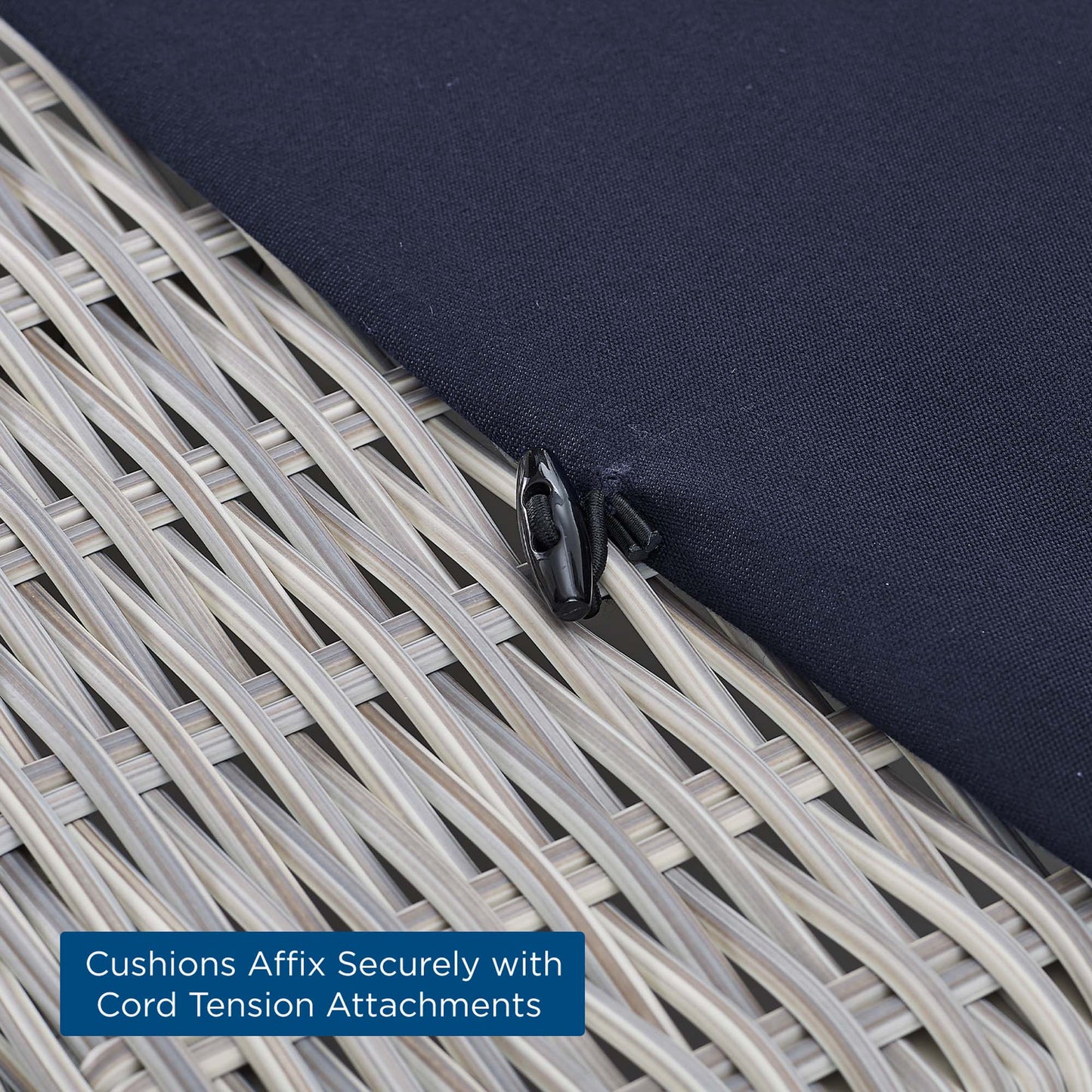 Conway Sunbrella Outdoor Patio Wicker Rattan Corner Chair in Light Gray Navy by Modway (3970)