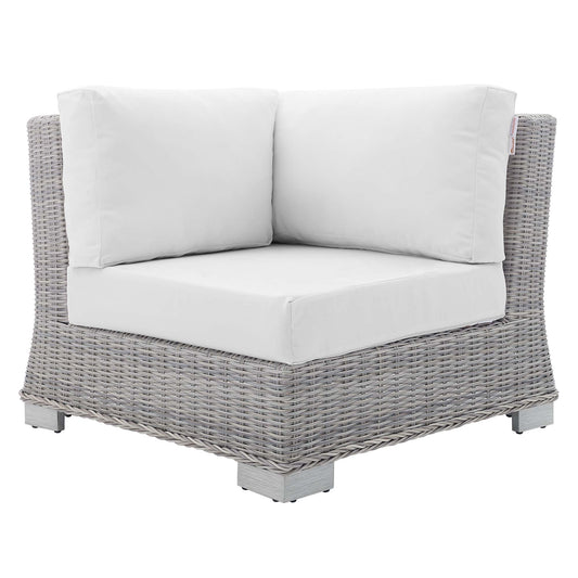 Conway Sunbrella Outdoor Patio Wicker Rattan Corner Chair in Light Gray White by Modway (3970)