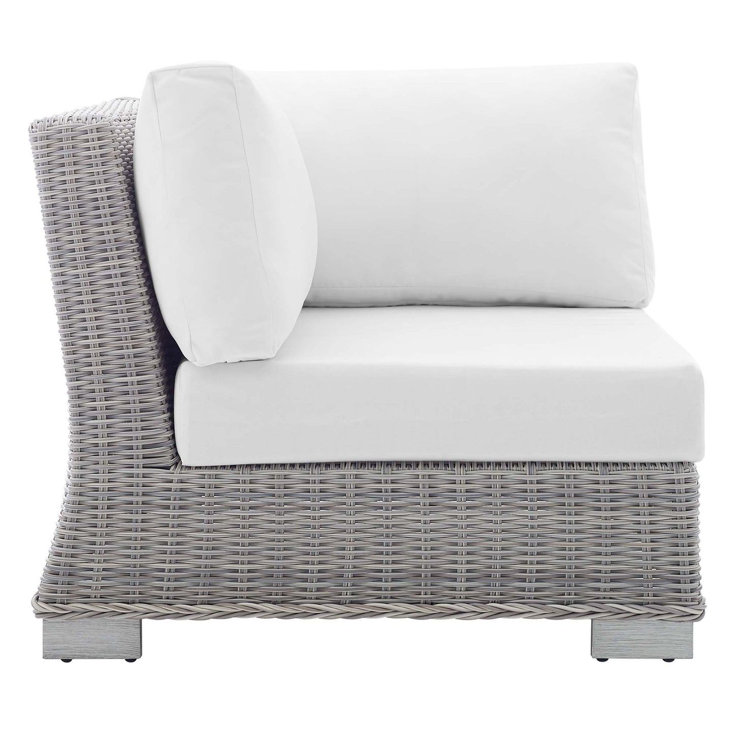 Conway Sunbrella Outdoor Patio Wicker Rattan Corner Chair in Light Gray White by Modway (3970)
