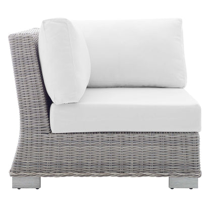 Conway Sunbrella Outdoor Patio Wicker Rattan Corner Chair in Light Gray White by Modway (3970)
