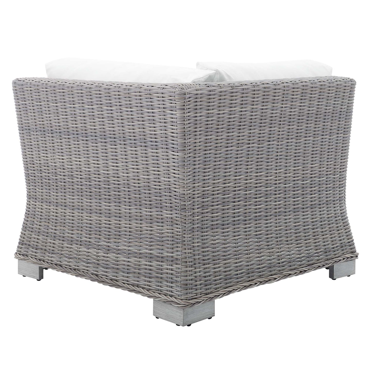 Conway Sunbrella Outdoor Patio Wicker Rattan Corner Chair in Light Gray White by Modway (3970)